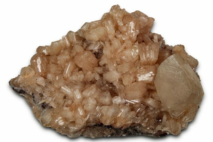 Gemmy Calcite Crystals on Peach Stilbite - India - India #342975